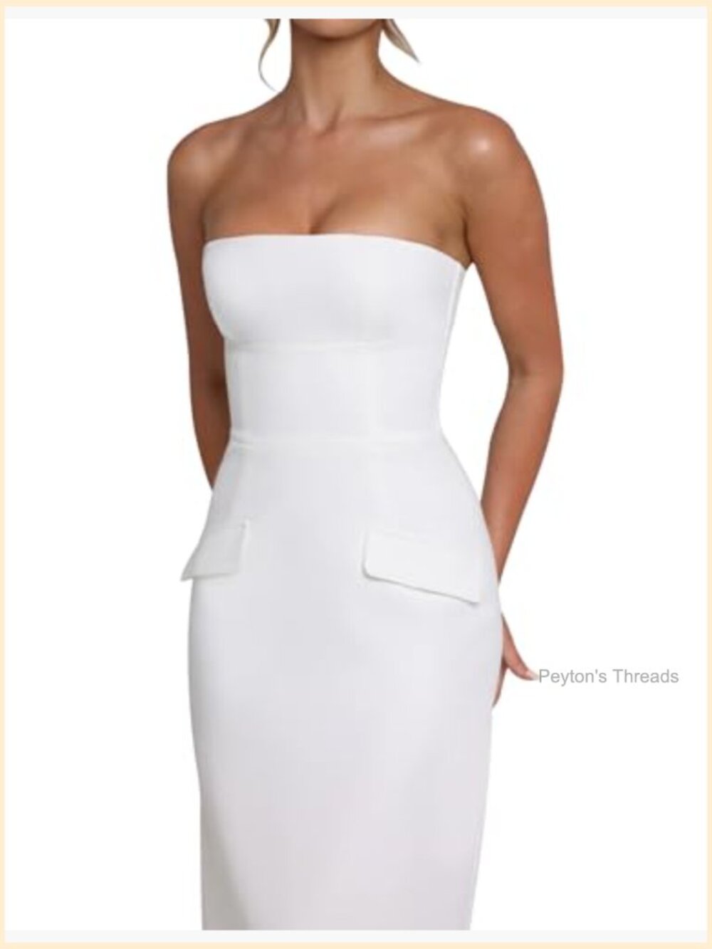 Strapless Sleeveless Tube Bodycon Midi Dress with Back Slit - Picture 6 of 6